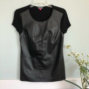 Vince Camuto faux leather black top